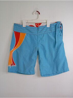 Body Glove Womens Blue Board Shorts With Side Tie Size 11 (8) Surfwear